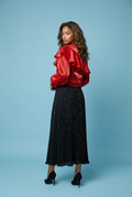 W5982 MIDNIGHT STUDDED PLEATED SKIRT