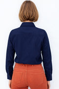 CH0078 EMBROIDERED FLOWER BUTTON DOWN TOP (XS, XXL, ONLY)