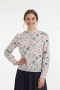 CH0241 FLORAL PRINT LACE CUFFS TOP