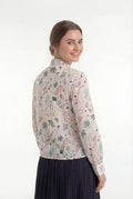 CH0241 FLORAL PRINT LACE CUFFS TOP