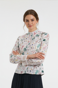 CH0241 FLORAL PRINT LACE CUFFS TOP