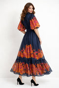 CH02512 FLORAL PRINT BUTTON-FRONT MAXI DRESS