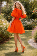 CH0255 FLARED ORGANZA MINI DRESS