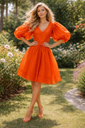 CH0255 FLARED ORGANZA MINI DRESS