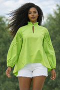 S25061-1 EYELET SLEEVE HIGH-LOW TOP (GRN, ORG, BLU, WHT)