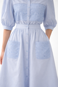 CH0245AB EMBROIDERY COTTON SKIRT SET (BLU, PNK, YEL)