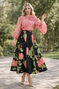 CH0086A A-LINE FLORAL MAXI SKIRT