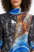 N2449 FEATHER GALACTAL CRINKLE DRESS