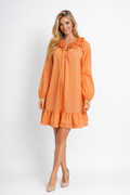 T25038 FLORAL NECKLINE MINI DRESS (ORG, BLU)