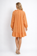 T25038 FLORAL NECKLINE MINI DRESS (ORG, BLU)