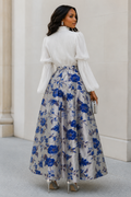 TL90652 PLEATED BROCADE MAXI SKIRT