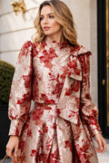 TL9058 ROSÉ BOTANICAL BROCADE TOP/ SKIRT SET