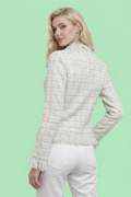 ZL507 FRINGED TWEED CARDIGAN SWEATER (PINK, GRN, BLUE)