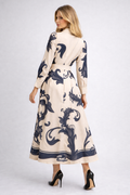S3130 VINTAGE SCROLL PRINT MAXI SHIRT DRESS (XS, XXL)