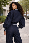 CH8004 PUFF-SLEEVE BOMBER JACKET TOP