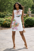 S31271 GRAND BLOOM PLACEMENT SHIFT MINI DRESS (BLU, WHT)