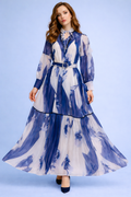 GF1586 DRAWSTRING NECK BELTED MAXI DRESS