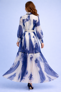 GF1586 DRAWSTRING NECK BELTED MAXI DRESS