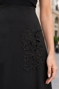 C3177 LACE POCKET A-LINE MAXI SKIRT