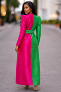 TL0031 DUAL TONE MIKADO MAXI DRESS
