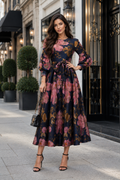 N2627 FLORAL ART CRINKLE MAXI DRESS