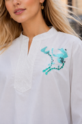 GF17837 SEQUIN APPLIQUE COTTON TUNIC TOP