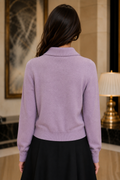 LS66011 LACE PANEL COLLARED SWEATER (BLK, PNK)