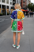 A92203 PATCHWORK FLORAL SHIRT MINI DRESS