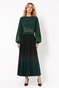 ZL601 WILDFLOWER EMBROIDERED MOCK NECK SWEATER (WHT, GRN)