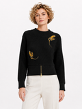 ZL60922 FLORAL APPLIQUE SWEATER