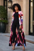 N2651 BRUSHSTROKE BOUNCY CRINKLE MAXI DUSTER DRESS