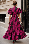 TL00025 LUXURY FLORAL JACQUARD MAXI DRESS