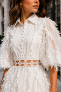 C3175 LUXE FEATHER-LEAF ORGANZA MAXI DRESS (WHT, BLK)
