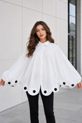 S3176 POLKA DOT SCALLOPED HEM OVERSIZED TOP