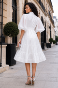 X8079 CRYSTAL EMBELLISHED ORGANZA MIDI DRESS