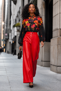 NY75062 WIDE FAUX LEATHER PANTS (BLK, RED, GRN)