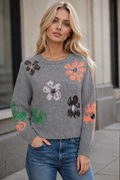 ZL533 FLORAL PRINT SWEATER (GRY, BLK)