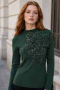 LS65056 STUDDED PETAL SWEATER (IVORY, RED, GRN, BLK, PNK)