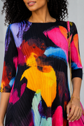 N2639 BOLD BRUSHSTROKE CRINKLE MIDI DRESS