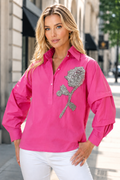 S3056 FLOWER APPLIQUE TOP (BLU, PNK, WHT)