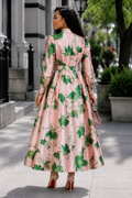 TL0037 BOTANICAL PRINT MIKADO MAXI DRESS