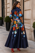A96210 GARDEN GALA PUFF SLEEVE MIKADO MAXI DRESS