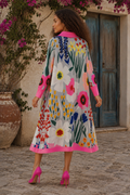 N2644 BUTTON DOWN FLORAL CRINKLE MIDI DRESS