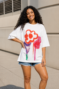 NY7511 ABSTRACT ART FLOWER T-SHIRT TOP
