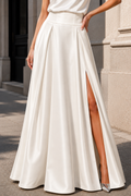 A95089 STRUCTURED PLEATED A-LINE SKIRT (WHT, BLU)