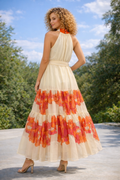 C3156 TIERED HALTERED MAXI DRESS