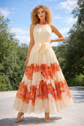 C3156 TIERED HALTERED MAXI DRESS