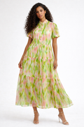 T18083 MULTI LAYERED MAXI DRESS (GRN, BLUE)