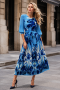 N2640 OCEAN BLOSSOM CRINKLE BOUNCY MAXI DRESS (BLU, GRN)