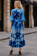 N2640 OCEAN BLOSSOM CRINKLE BOUNCY MAXI DRESS (BLU, GRN)
